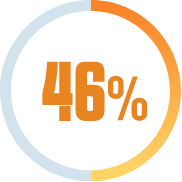 Icon of 46 percent number inside a sketched, orange and white circle