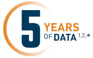 5 years of data icon with asterisk