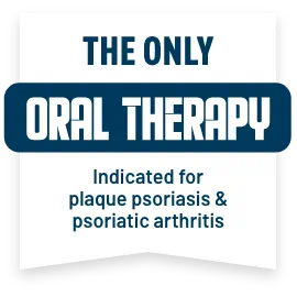 Image of Otezla messaging as the only oral therapy indicated for plaque psoriasis and psoriatic arthritis 