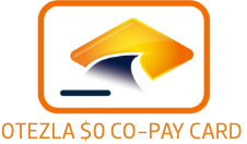 Graphic of Otezla swoosh icon surrounded by a solid line border and Otezla Bridge Program logo