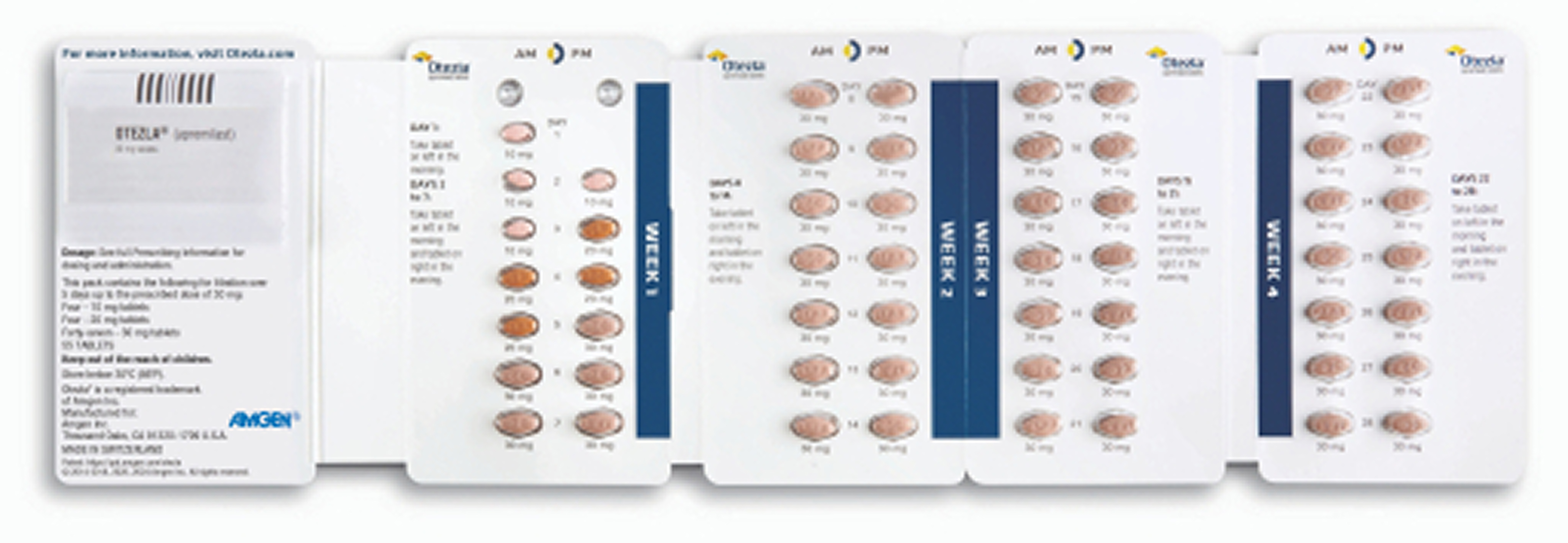 Image of Otezla starter pack sample 28 day twice daily treatment initiation pack