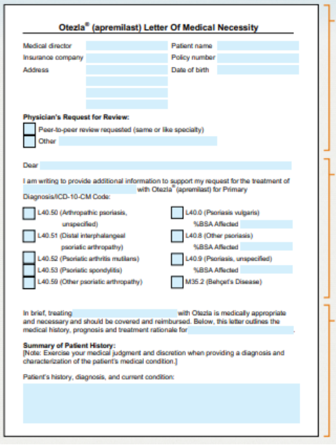 Thumbnail of Otezla Letter of Medical Necessity page 1 of 2