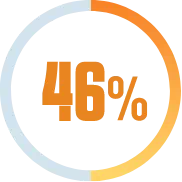 Icon of 46 percent number inside a sketched, orange and white circle