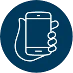 Graphic of a cell phone in circular background