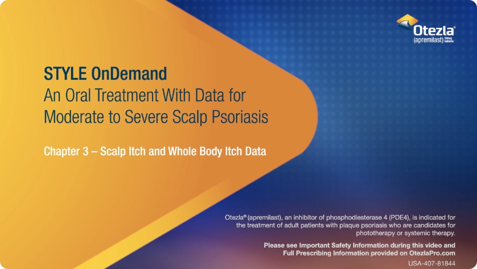 Video on scalp itch and body itch data throughout Otezla® (apremilats) treatment